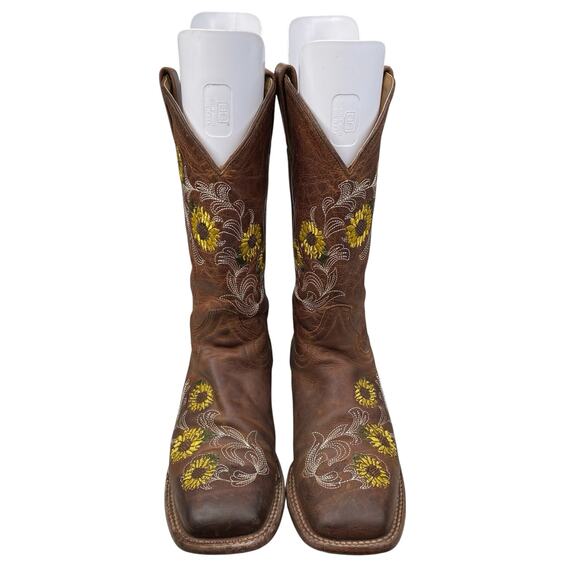 Shyanne Women’s Joyln Brown Leather Sunflower Cowgirl Boots Size US 8.5 B - Picture 7 of 10
